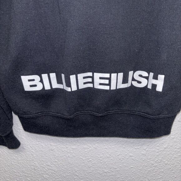 Billie Eilish 2019 Concert Hoodie Black S Graphics Pocket Cotton Blend Pullover - Picture 8 of 10